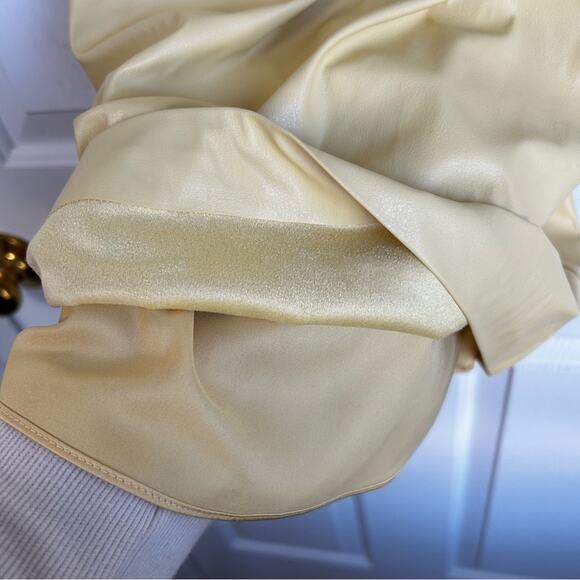 Ramy Brook Sonnet Faux Leather Mini Dress in Pale Yellow - Picture 6 of 7